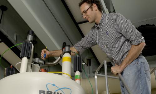 Chemist working in the Nanoscale Materials Characterization Facility
