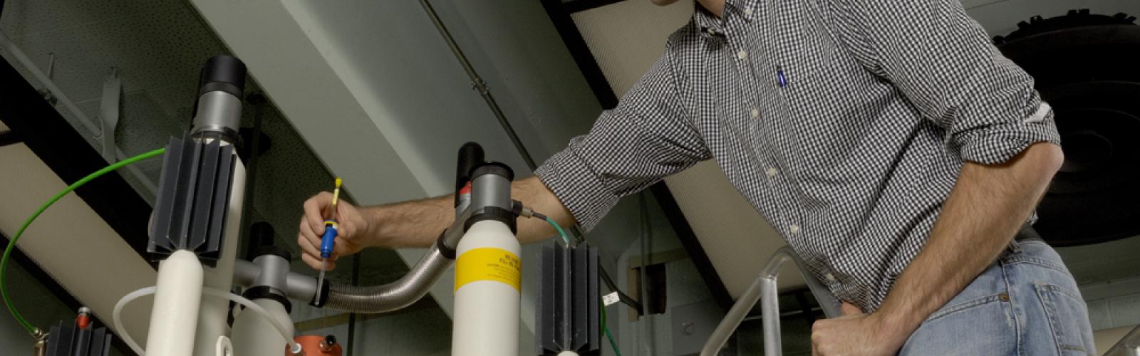 Chemist working in the Nanoscale Materials Characterization Facility