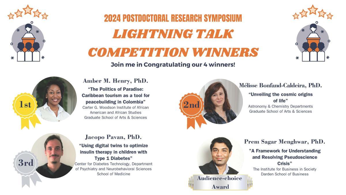 Mélisse Bonfand-Caldeira was chosen as the second place winner for the 2024 postdoctoral research symposium lightning talk